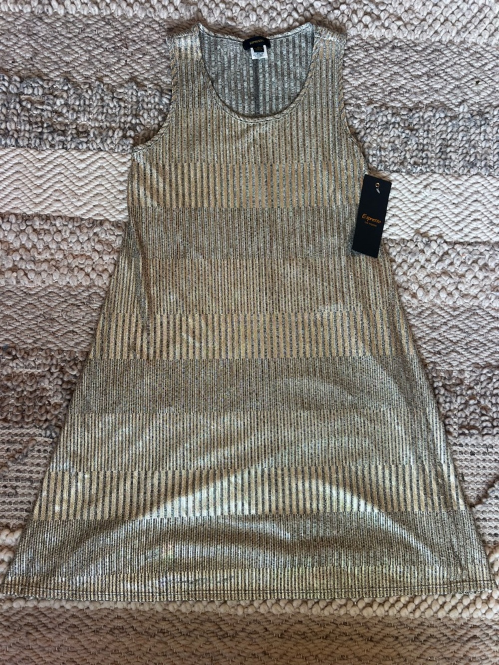 Espresso Gold Metallic Dress NWT Size Medium Holiday Party Cocktail Glam Dress